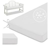Cuscini per sedie da giardino per panche da 2/3/4 posti, lavabili con doppio profilo, perfetti per finestre a golfo, divani lunghi, panche per scarpe da pranzo, colore bianco, 130 x 45 x 5 cm