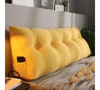 Cuscini Per Testiera Triangolari Imbottiti Cuscino Per Lettura A Cuneo, Morbido Velluto A Coste Matrimoniale Singolo Cuscino per la lettura della schiena del letto, Rimovibile(80x50x20cm,Yellow)