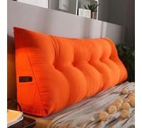 Cuscini Per Testiera Triangolari Imbottiti Cuscino Per Lettura A Cuneo, Morbido Velluto A Coste Matrimoniale Singolo Cuscino per la lettura della schiena del letto, Rimovibile(180x50x20cm,Orange)