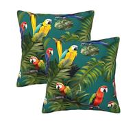 Cuscini quadrati eccezionali con piante tropicali e pappagalli, versatili cuscini decorativi per la sabbia, spazi