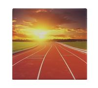 Cuscini quadrati per sedia da yoga, con stampa tramonto e pista da corsa, in memory foam, per cucina, sala da pranzo, ufficio o auto, 38 x 38 cm, bianco