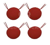 Cuscini Rotondi per Sedie e per Sgabelli Tinta Unita Rosso con Lacci in Cotone
