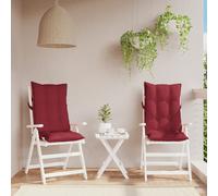Cuscini Sedia con Schienale Alto 2 pz Rosso Vino Tessuto Oxford