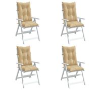 Cuscini Sedia Schiena Alta 4 Beige Mélange 120x50x7 Tessuto