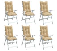 Cuscini Sedia Schiena Alta 6 Beige Mélange 120x50x7 Tessuto