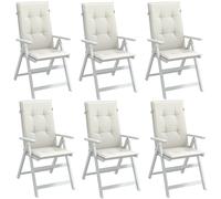 Cuscini Sedia Schiena Alta 6 Crema Mélange 120x50x4 Tessuto