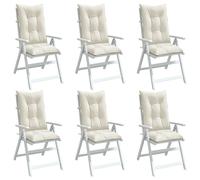 Cuscini Sedia Schiena Alta 6 Crema Mélange 120x50x7 Tessuto