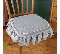 Cuscini spessi di media lunghezza con volant, antiscivolo, per sedie da pranzo, rustici, per sedie da cucina, matrimoni, banchetti e hotel (colore grigio, set di 4)