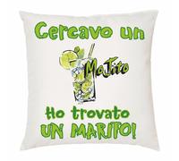 cuscino 40 x 40 cm con scritta cercavo un mojito ho trovato marito idea regalo