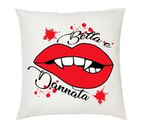cuscino 40 x 40 cm scritta bella e dannata bocca rossa idea regalo
