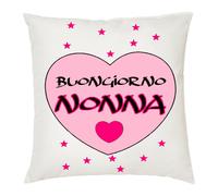 cuscino 40 x 40 cm scritta buongiorno nonna cuore rosa idea regalo festa nonni