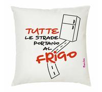 cuscino 40 x 40 cm scritta simpatica tutte le strade portano al frigo regalo