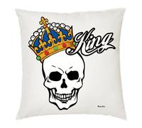 cuscino 40 x 40 con disegno teschio e scritta king idea regalo