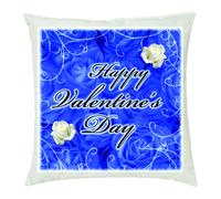 cuscino 40 x 40 con scritta happy valentine's day idea regalo amore rose bianche