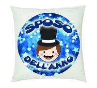 cuscino 40 x 40 con scritta simpatica sposo dell'anno regalo matrimonio celibato