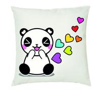 cuscino 40 x 40 disegno panda cuori colorati idea regalo amore