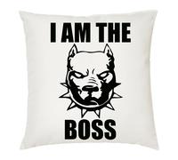 cuscino 40 x 40 scritta i am the boss cane pit bull idea regalo
