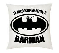 cuscino 40 x 40 scritta il mio super eroe e barman idea regalo barista scherzo