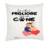 cuscino 40 x 40 scritta la vita e migliore con un cane idea regalo zampa
