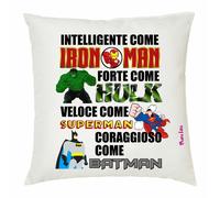 cuscino 40x40 cm con scritta iron man hulk superman batman regalo compleanno