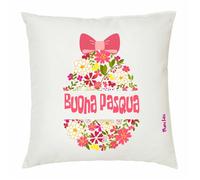 cuscino 40x40 con scritta buona pasqua regalo parenti famigliari amici uovo rosa