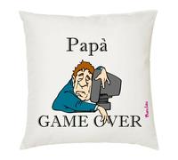 cuscino 40x40 con scritta papa' game over regalo festa figli