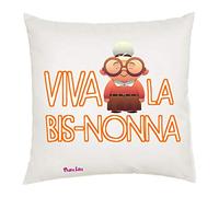 Cuscino 40x40 Decorato Con La Frase Simpatica Viva La Bis Nonna - Regalo Festa Nonni - Collezione nonna