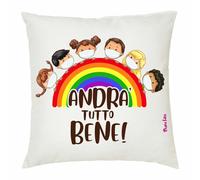 cuscino 40x40 scritta andra' tutto bene bambini idea regalo scuola amici