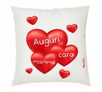 cuscino 40x40 scritta auguri cara mamma festa figli regalo cuori rossi