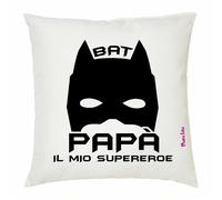 cuscino 40x40 scritta bat papa' il mio supereroe festa del papa regalo figlio