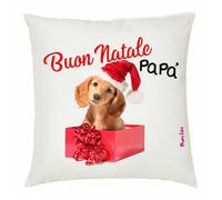 cuscino 40x40 scritta buon natale papa' idea regalo natale disegno cane