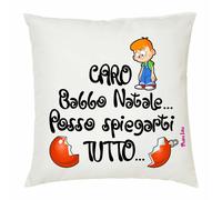 cuscino 40x40 scritta caro babbo natale posso spiegarti tutto idea regalo natale