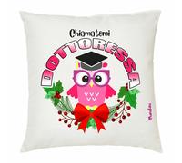 cuscino 40x40 scritta chiamatemi dottoressa regalo laurea laureata gufo