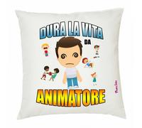 cuscino 40x40 scritta dura la vita da animatori regalo campo scuola grest