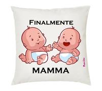 cuscino 40x40 scritta finalmente mamma regalo compleanno festa figli gemelli