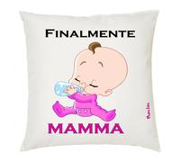 cuscino 40x40 scritta finalmente mamma regalo compleanno festa figlia bambina