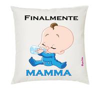 cuscino 40x40 scritta finalmente mamma regalo compleanno festa figlio bambino