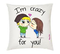 cuscino 40x40 scritta i'm crazy for you idea regalo cuore san valentino