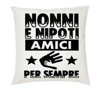 cuscino 40x40 scritta nonni e nipoti amici per sempre idea regalo festa nonni