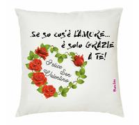 cuscino 40x40 scritta se so cos'e l'amore e grazie a te cuore san valentino
