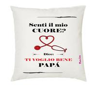cuscino 40x40 scritta senti il mio cuore ti voglio bene papa' regalo festa