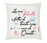 cuscino 40x40 scritta simpatica la mia felicita' e fatta di tante cose regalo