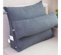 Cuscino a cuneo con supporto per il collo regolabile, cuscino triangolare per la lettura, per letto, divano, testiera, cuscino di supporto lombare per sedersi, giocare, recupero,Grey-80*50*20cm