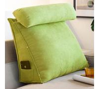 Cuscino a cuneo con supporto per il collo regolabile, cuscino triangolare per la lettura, per letto, divano, testiera, cuscino di supporto lombare per sedersi, giocare, recupero,Green-60*50*20cm