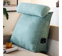 Cuscino a cuneo con supporto per il collo regolabile, cuscino triangolare per la lettura, per letto, divano, testiera, cuscino di supporto lombare per sedersi, giocare, recupero,Blue1-60*50*20cm