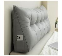 Cuscino a cuneo per testiera del letto, supporto lombare e poggiagambe triangolare, fodera rimovibile, ideale per dormire, leggere e guardare la TV (argento, 80 x 50 x 20 cm)