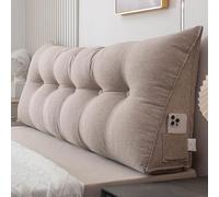 Cuscino A Cuneo Triangolare In Cotone E Lino Per Testiera Letto Singolo Matrimoniale, Cuscino Di Supporto Per Schiena, Cuscino Lettura, Cuscino Per Letto A Castello, Dormitorio(180x50x20cm,Brown2)