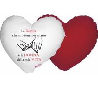 cuscino a cuore con scritta la donna che mi tiene per mano regalo festa donna