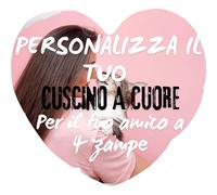 Cuscino a Cuore Personalizzato con Foto del Tuo Cane o Gatto - Stampa Fronte/Retro Sfoderabile con Imbottitura Ipoallergenica - Idea Regalo per Amanti degli Animali - 40x40 cm