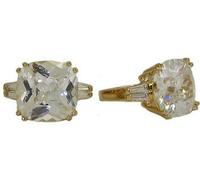 Cuscino a Forma Di Anello Zirconi Oro Giallo 18kt Baggett Grande Bold Misura 5 6